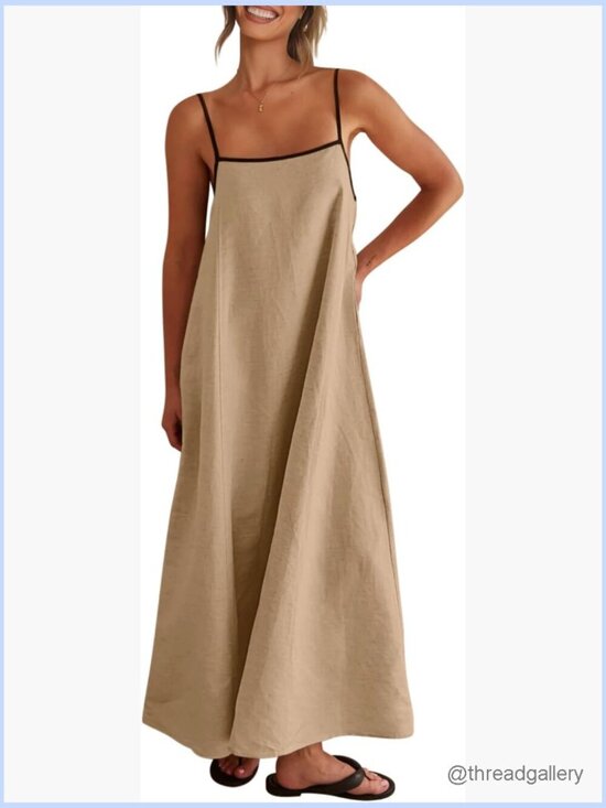 Dresses & Skirts - Linen Maxi Dress Spaghetti Strap Backless Casual Beach Party